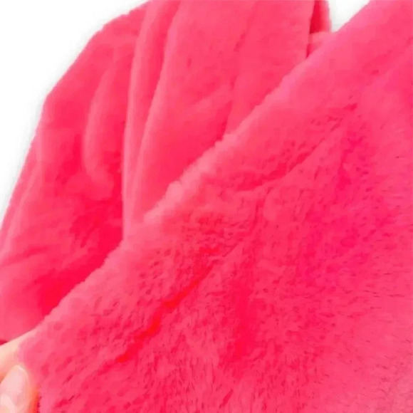 Apparis Chelsea Hot Pink Faux Fur Plush Vogue Hooded Zip Jacket Size Medium - Picture 6 of 11